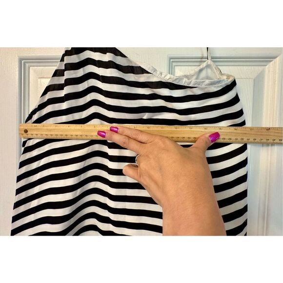 Michelle Mason 100% Silk Black & White Asymmetrical Shift Maxi Dress Size 2 - Picture 10 of 11